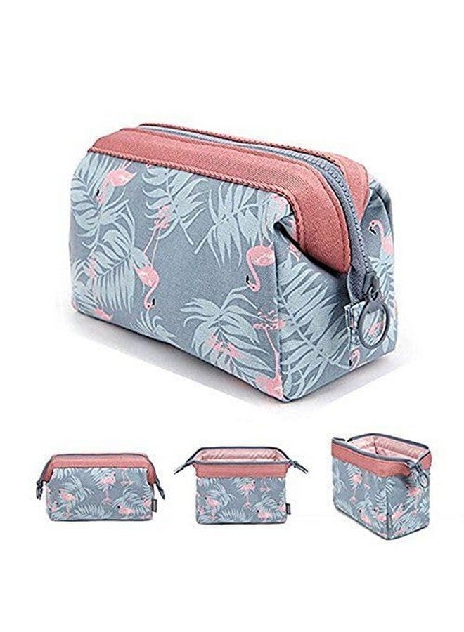 TS WITH TECHSUN Polyester Waterproof Cosmetic Toiletry Bag Travel Floral Printed Women Vanity Shaving Household Grooming Portable Zipper Makeup Case Pouch (SkyBlue) 18 X 13 X 9 cm - Image 4