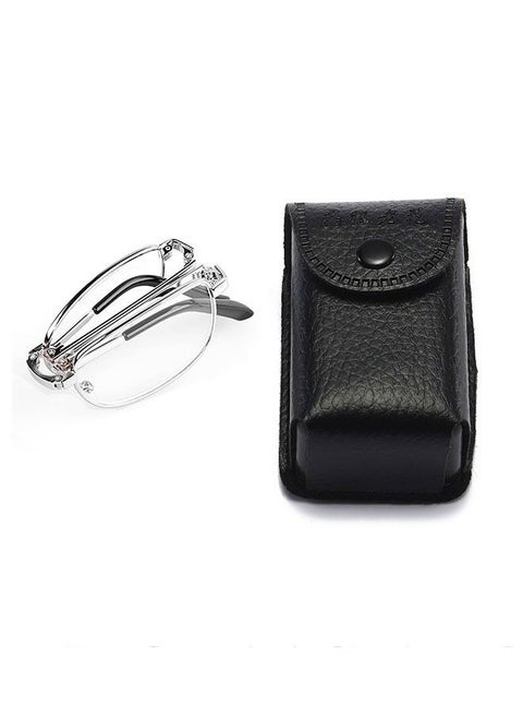 Portable silverFoldable Reading Glasses Ultralight Men Business Presbyopia Glasses Eyewear With Random Case +2.50