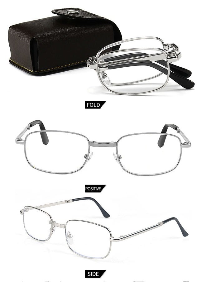 Generic - Portable silverFoldable Reading Glasses Ultralight Men Business Presbyopia Glasses Eyewear With Random Case +2.50 - Image 1