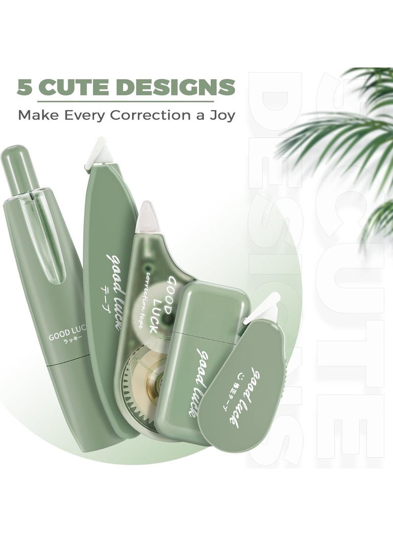 NIIMBOT 5Pcs White Out Correction Tape, Easy To Use Applicator for Instant Corrections, Cute Whiteout Correction Tape Pen Bulk for School, Office Supplies Green - Image 5