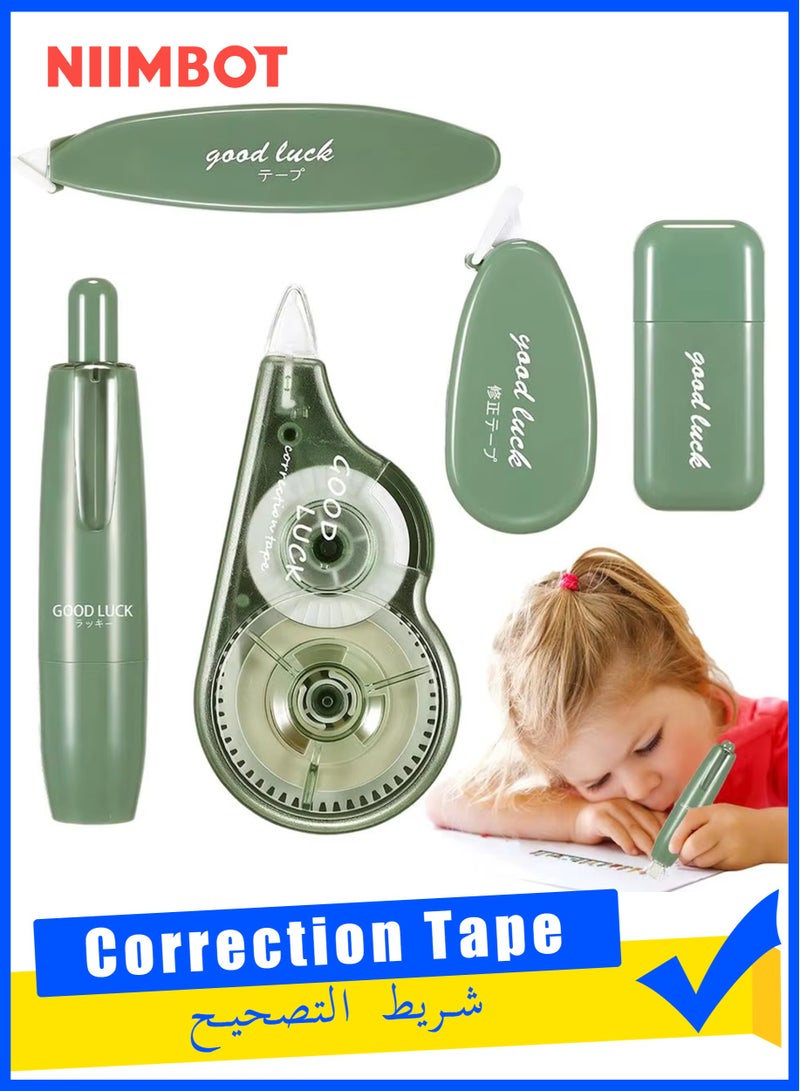 NIIMBOT 5Pcs White Out Correction Tape, Easy To Use Applicator for Instant Corrections, Cute Whiteout Correction Tape Pen Bulk for School, Office Supplies Green - Image 1