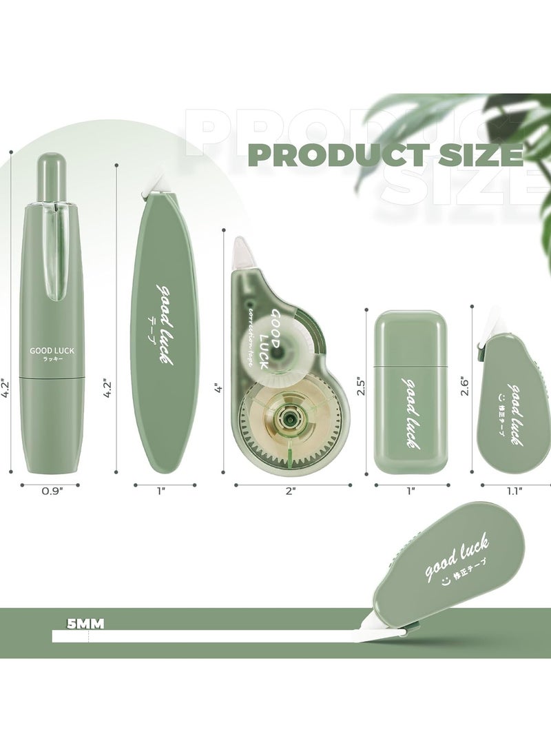 NIIMBOT 5Pcs White Out Correction Tape, Easy To Use Applicator for Instant Corrections, Cute Whiteout Correction Tape Pen Bulk for School, Office Supplies Green - Image 2