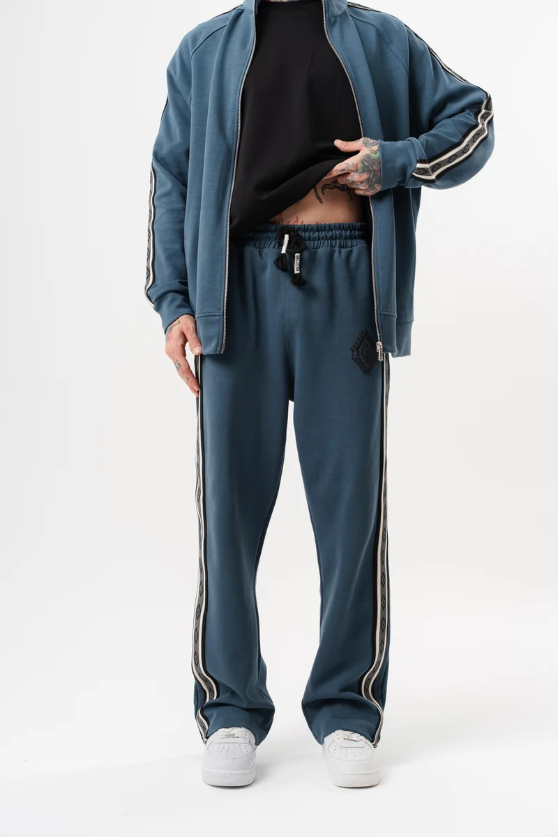 RESPIRE Men's Striped Winter Doubleface Baggy Sweatpants Petrol