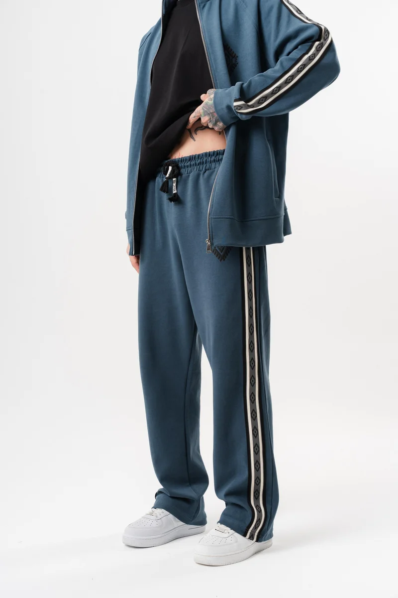 RESPIRE Men's Striped Winter Doubleface Baggy Sweatpants Petrol