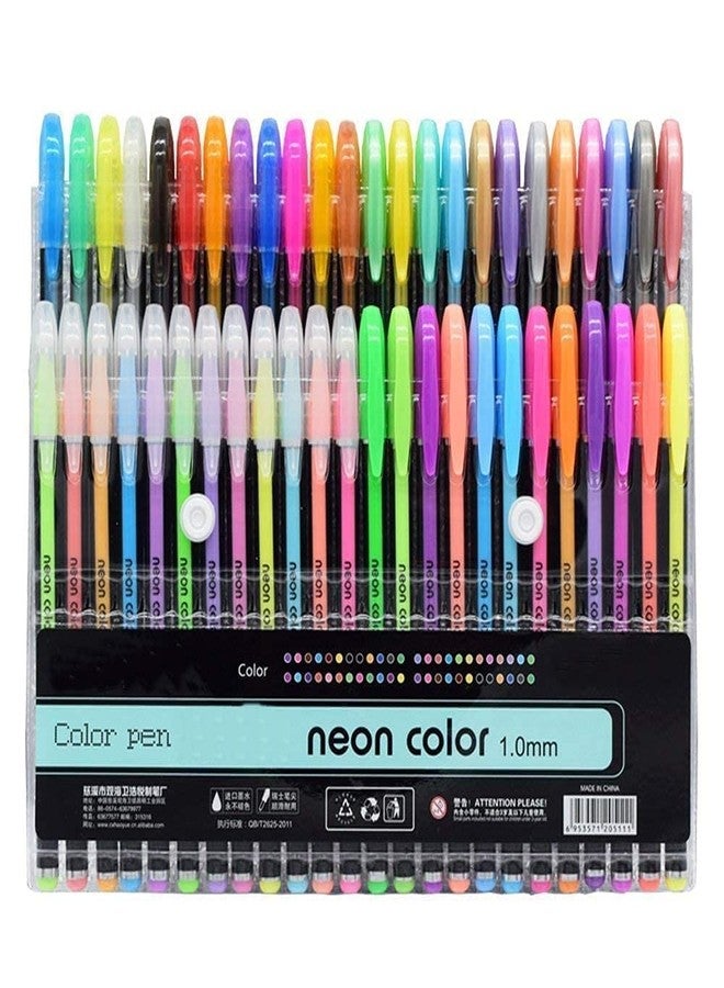 Faded Neon Gel Pens Set with Fluorescent Metallic Glitter Pastel Colors Ideal for DIY Art Crafts Scrapbooking Journaling and Creative Projects (Pack of 48) - Image 1