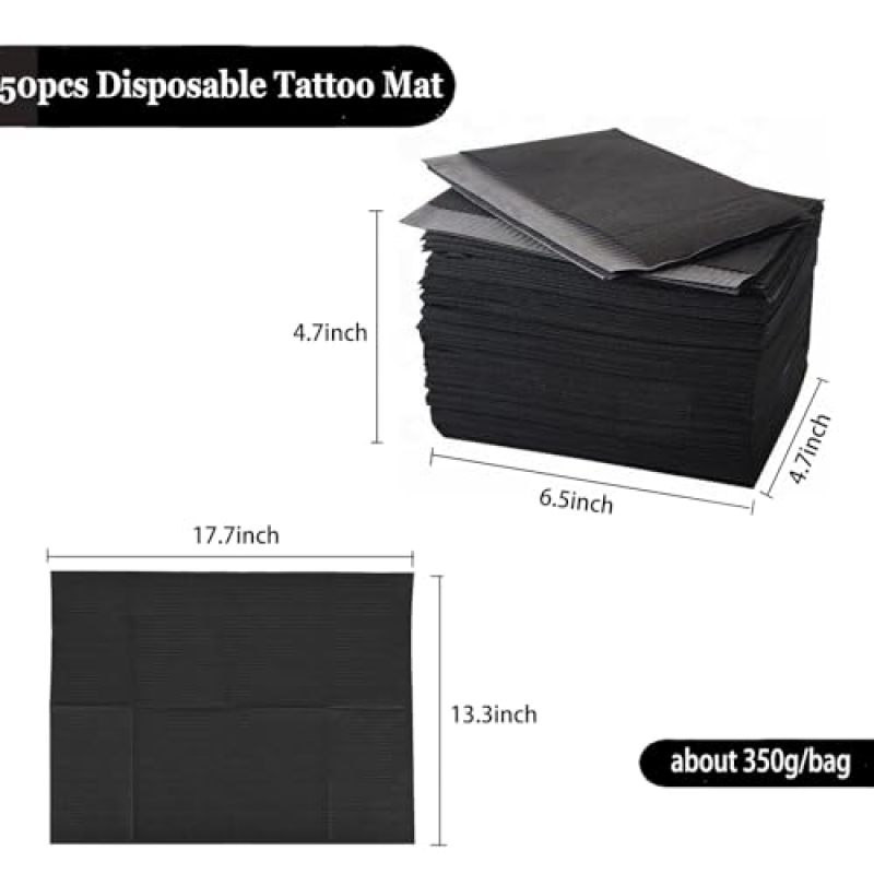 Disposable Table Towels: 13" X 18" Black 3-Ply Breathable Construction - Waterproof PE Film Barrier Single-Use Design for Tattoo Studios, Nail Salons & Beauty Workstations - Image 2