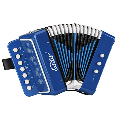 Eastar Kids Accordion Toy Accordion Mini Musical Instruments 10 Keys Button for Children Kids Toddlers Beginners (Blue) - Image 1