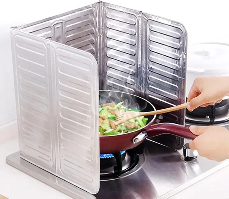 5DM Cooker Oil Splash Protector Folding Aluminum Plate -Easy Wipe Picnic Tube Anti-Wind Panel