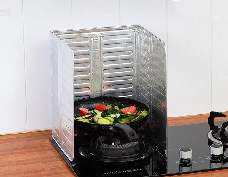 5DM Cooker Oil Splash Protector Folding Aluminum Plate -Easy Wipe Picnic Tube Anti-Wind Panel