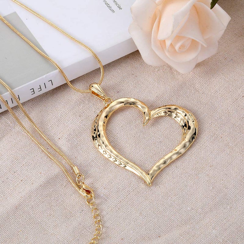 welbijoux Necklaces for Women Heart Pendant Sweater Layered Y Statement Bohemian Gold Chain Necklace with Gifts Box Jewelry (Gold) - Image 5