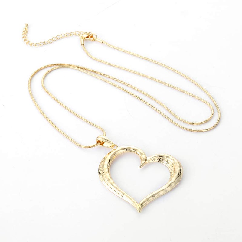 welbijoux Necklaces for Women Heart Pendant Sweater Layered Y Statement Bohemian Gold Chain Necklace with Gifts Box Jewelry (Gold) - Image 4