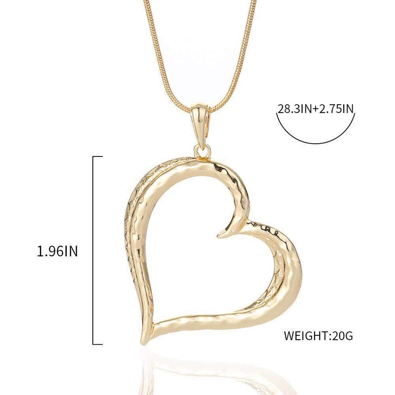 welbijoux Necklaces for Women Heart Pendant Sweater Layered Y Statement Bohemian Gold Chain Necklace with Gifts Box Jewelry (Gold) - Image 2
