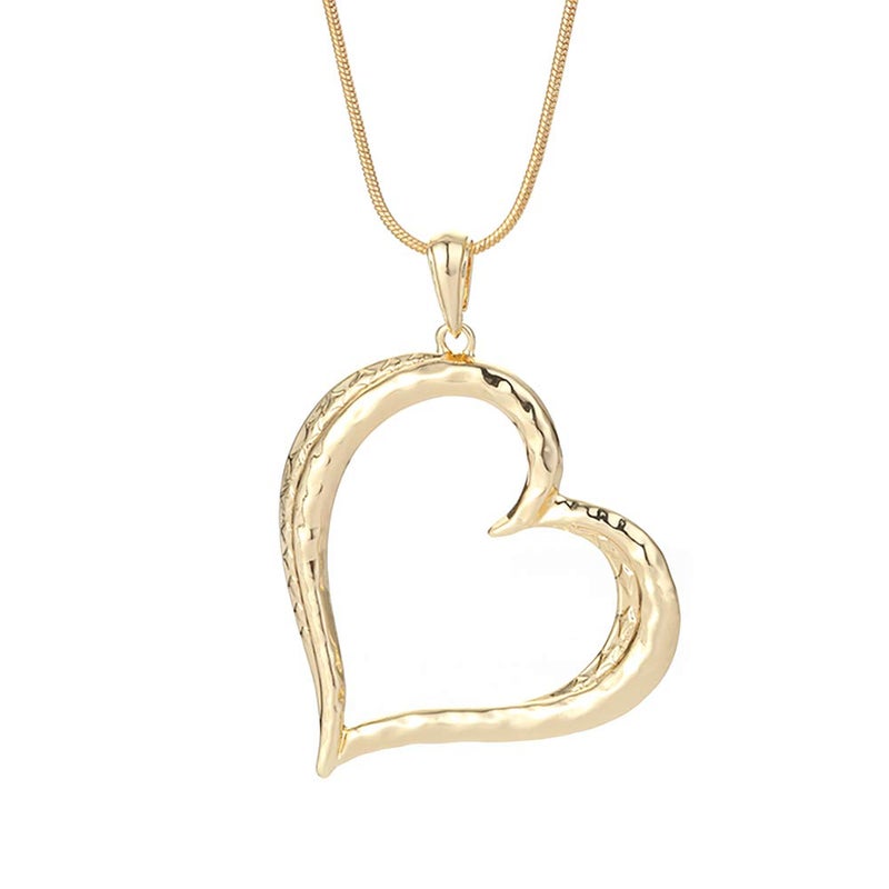 welbijoux Necklaces for Women Heart Pendant Sweater Layered Y Statement Bohemian Gold Chain Necklace with Gifts Box Jewelry (Gold) - Image 1