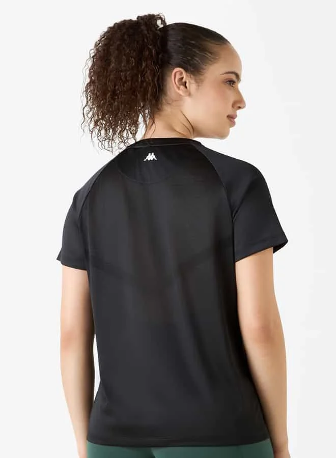 Kappa Kappa Logo Print T-shirt with Raglan Sleeves and Crew Neck