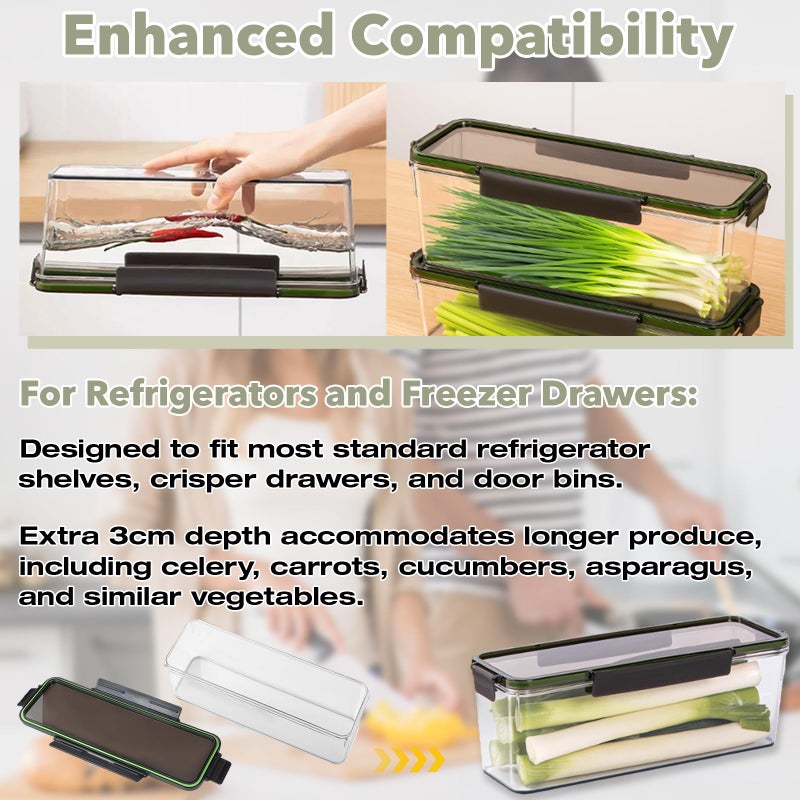 Stitokg Upgraded Celery Keeper for Refrigerator â€“ 3cm Deeper, BPA-Free Vegetable Storage Container with Reinforced Locking Lid, Durable PP Bin for Fresh Celery, Carrots & Cucumbers - Image 4
