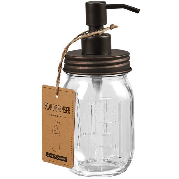 MASON JAR LIQUID SOAP DISPENSER RUSTPROOF 304 STAINLESS STEEL MASON JAR LID PUMP REFILLABLE HAND SOAP LOTIONS DISH SOAP LIQUID SOAP SOAP FOR KITCHEN BATHROOM FARMHOUSE DECOR BRONZE