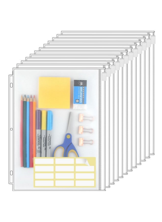 KTRIO Zipper Binder Pocket Letter Size 12 Pack, 3 Holes Zipper Binder Folder For 3 Ring Binder Insert, Clear Pvc Loose Leaf Pouch 8-1/2"X 11 Document Filing Storage Bags For Office, School  - Image 1