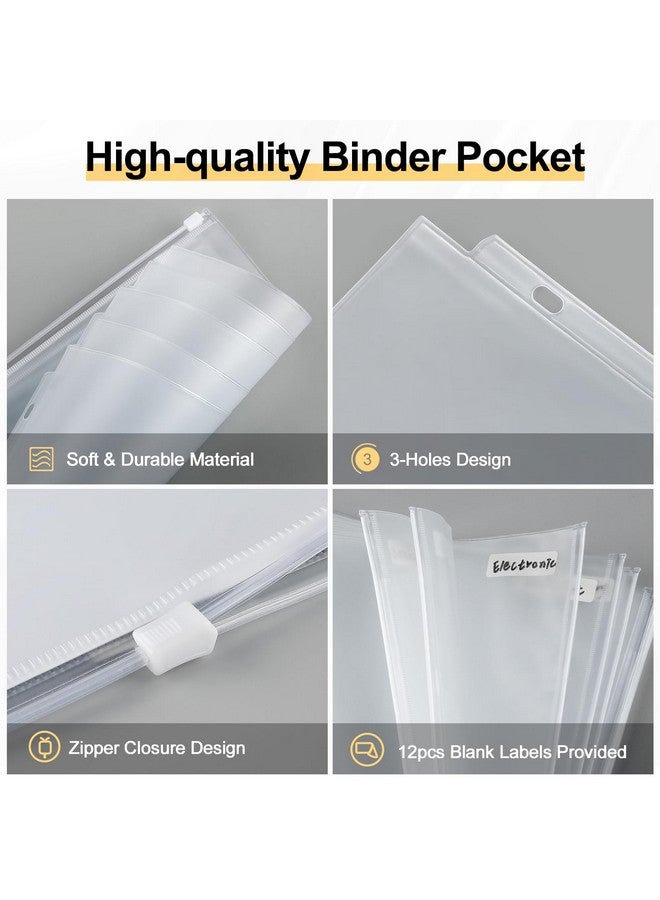 KTRIO Zipper Binder Pocket Letter Size 12 Pack, 3 Holes Zipper Binder Folder For 3 Ring Binder Insert, Clear Pvc Loose Leaf Pouch 8-1/2"X 11 Document Filing Storage Bags For Office, School  - Image 2