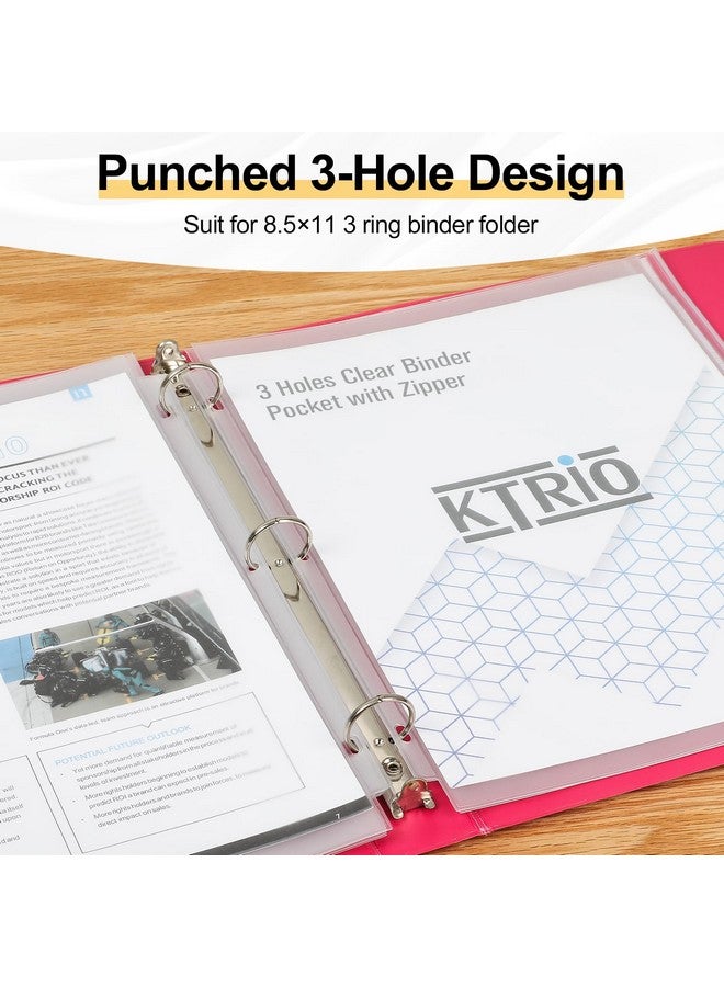 KTRIO Zipper Binder Pocket Letter Size 12 Pack, 3 Holes Zipper Binder Folder For 3 Ring Binder Insert, Clear Pvc Loose Leaf Pouch 8-1/2"X 11 Document Filing Storage Bags For Office, School  - Image 3