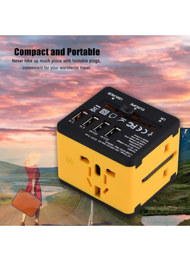 Thoraya US UK EU AU All in One Universal Plug Adapter Travel Wall Outlet Converter 4 USB Port Orange  - Image 3