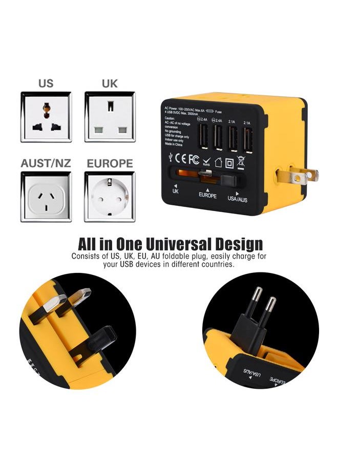 Thoraya US UK EU AU All in One Universal Plug Adapter Travel Wall Outlet Converter 4 USB Port Orange  - Image 4