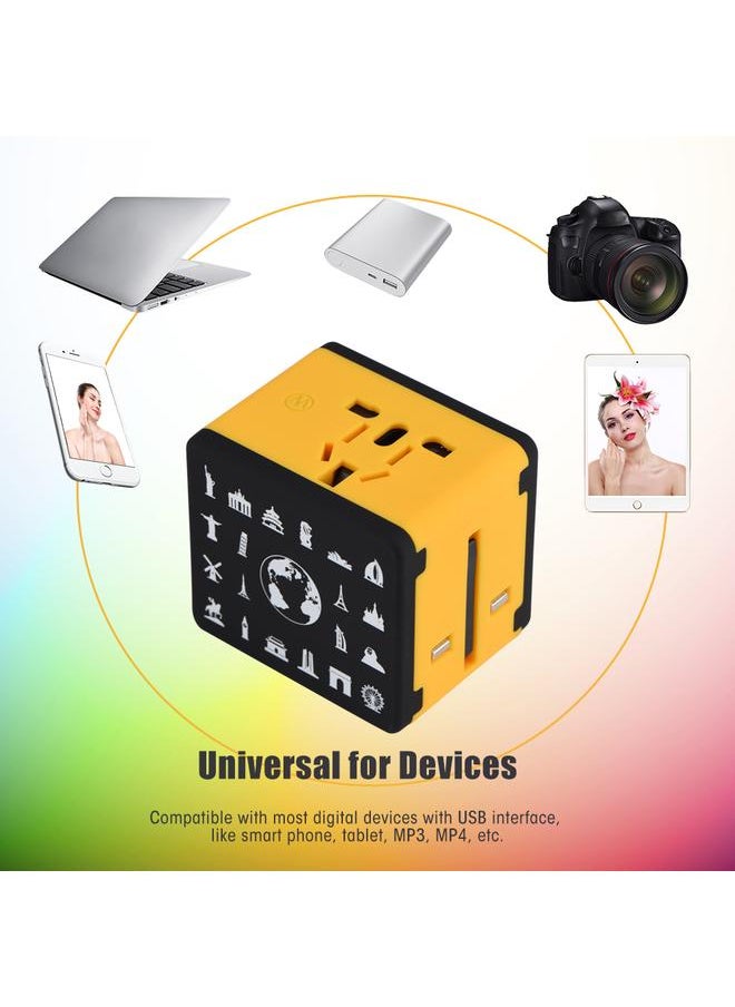 Thoraya US UK EU AU All in One Universal Plug Adapter Travel Wall Outlet Converter 4 USB Port Orange  - Image 2
