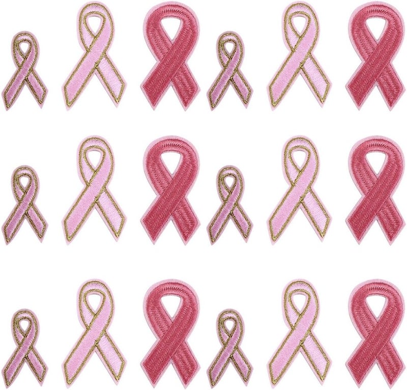 jojofuny 18pcs Pink Ribbon Embroidered Appliques Sewing Patch Set for Garment Decoration DIY Cloth Accessories Craft Embellishments - Image 1