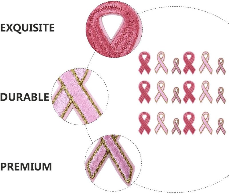 jojofuny 18pcs Pink Ribbon Embroidered Appliques Sewing Patch Set for Garment Decoration DIY Cloth Accessories Craft Embellishments - Image 3