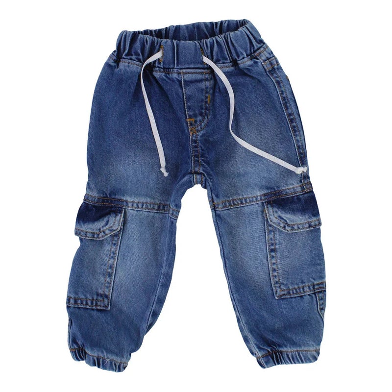 جينز كارجو للاطفال جيلو – لون غسيل غامق - Image 1
