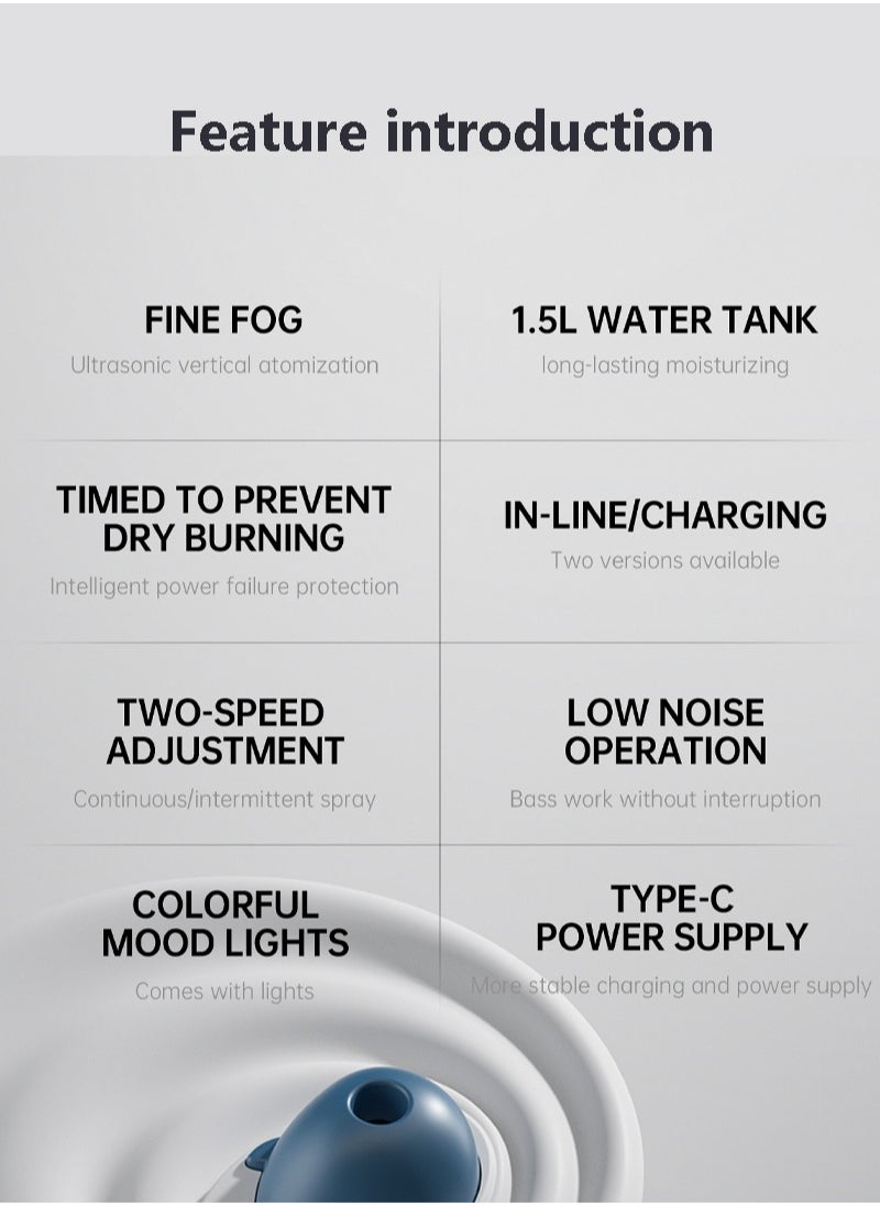 Sunhome - 2-Speeds Air Humidifier With Colour Changing Lights 1.5L 2W White - Image 1