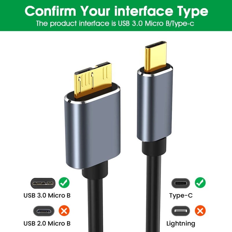 ELEPHANTBOAT ® USB C to Micro B 3.0 Cable 5Gbps Fast Data Transfer Type-C to External Hard Drive Cord Compatible with MacBook Pro/Air, WD, Seagate, Toshiba, Galaxy S10/S9/S8, My Passport - Image 3