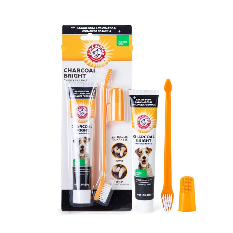 Arm & Hammer for Pets Dog Dental Care Fresh Breath Kit | Includes Arm & Hammer Baking Soda Dog Toothpaste and Dog Toothbrush | Dog Plaque Removal Kit, Mint - Image 1