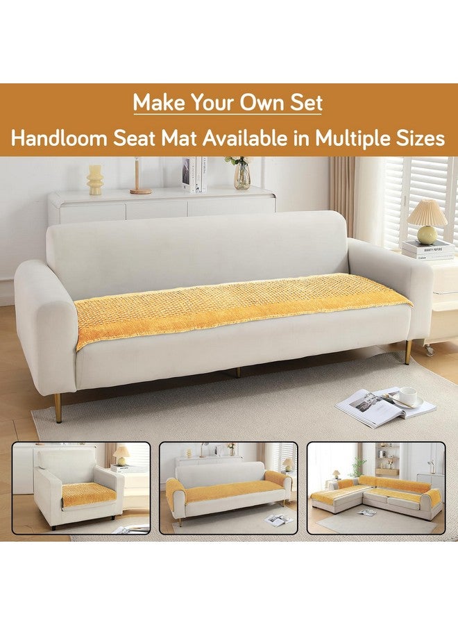 HOKIPO HOKIPO Poly Velvet Handloom Made Thick Sofa Cover Mats For L Shape And 1/2/3 Seater Sofa. Make Your Own Sofa Cover Set, Mat Length 60(D) X 170(L) Cm, Buff Cream (In-760-Bcrm)  - Image 3