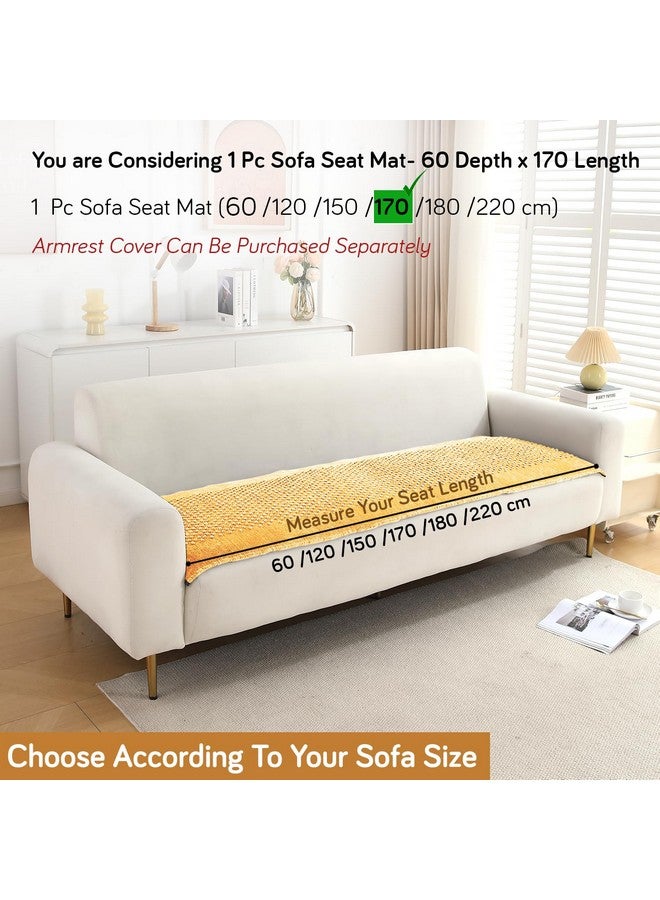 HOKIPO HOKIPO Poly Velvet Handloom Made Thick Sofa Cover Mats For L Shape And 1/2/3 Seater Sofa. Make Your Own Sofa Cover Set, Mat Length 60(D) X 170(L) Cm, Buff Cream (In-760-Bcrm)  - Image 4