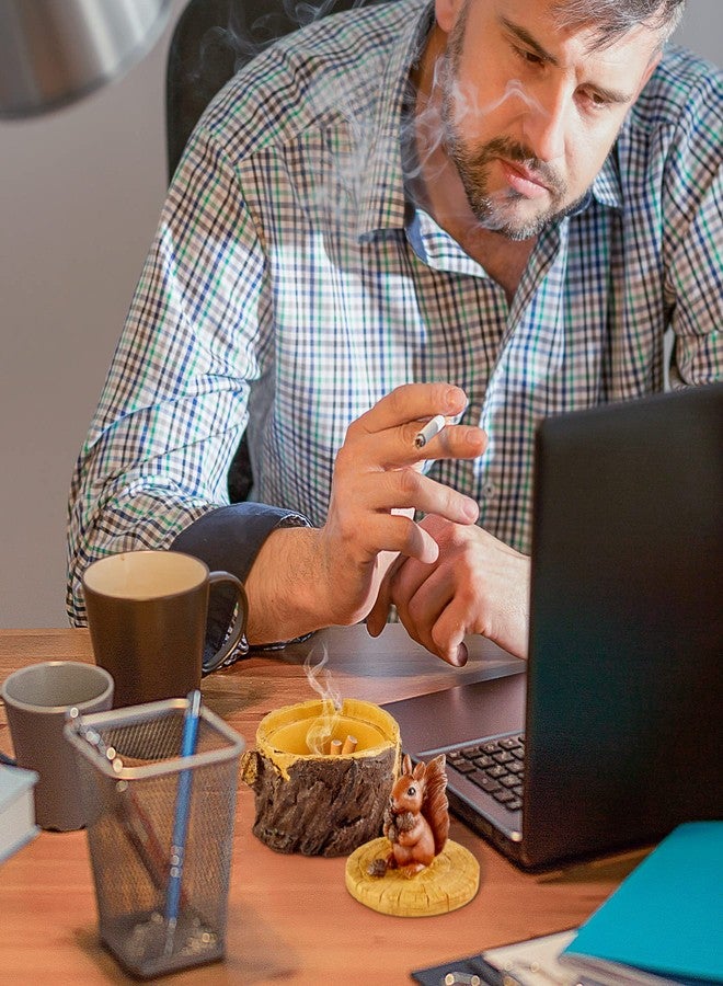 Grovind Outdoor Ashtrays for Cigarettes Cute Resin Squirrel Ashtray with Lid for Home and Garden - Image 5