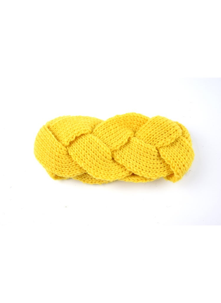Generic European and American Knitted Twist Braid Wool Hair Belt Ear Protectors Hand-woven Headband Korean Style Autumn and Winter Warm Hair Accessories NO.24 light rice Red