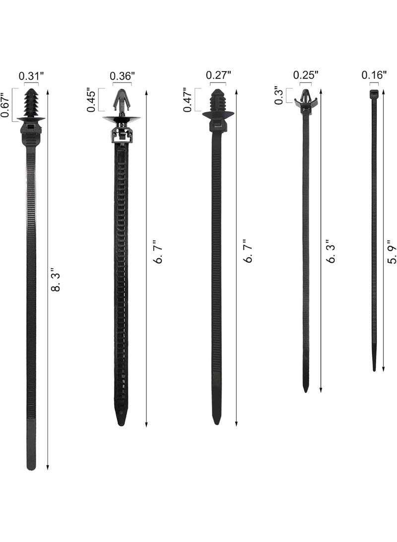 160pcs عالمية نايلون دفع جبل كابل زيب ربطة، حزام القفل الذاتي، الثقيلة مقاومة الأشعة فوق البنفسجية، 5 أحجام الأكثر شعبية، للسلاك الداخلي ربطة البناء السيارات إلخ - Image 1