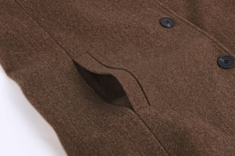 CHARTOU Women's Casual Thicken Wool Blend Stand Collar Single Breasted Pea Coat (Medium, Brown) - Image 5