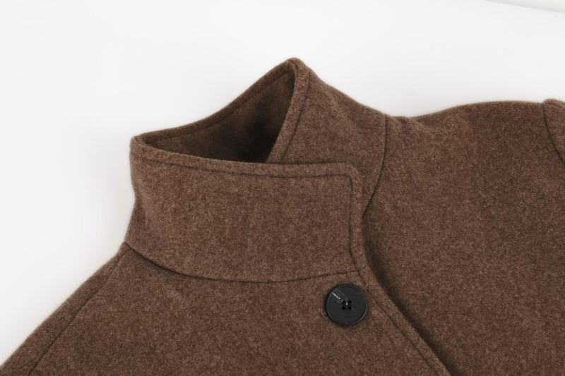 CHARTOU Women's Casual Thicken Wool Blend Stand Collar Single Breasted Pea Coat (Medium, Brown) - Image 4