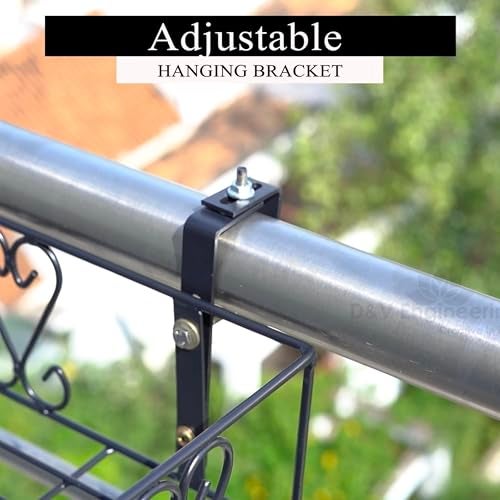 D&V ENGINEERING - Creative in innovation D&V Engineering Metal Railings Pot Stand │Hanging pot stands for plants in balcony Railings (Adjustable Hanger, Pack of 1-Black) - Image 5