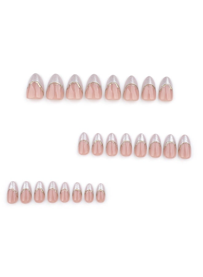 MiMi & BeiBei 24Pcs Press on Nails, False Nails, Fake Nails Set for Women Girls Nail Art Accessories, Press on Nail with Glue Stickers for Easy Apply, Stick on Fingernails Set - Image 2