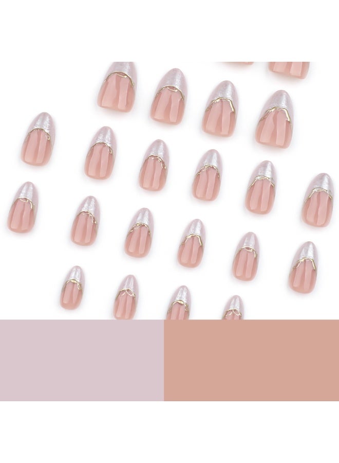 MiMi & BeiBei 24Pcs Press on Nails, False Nails, Fake Nails Set for Women Girls Nail Art Accessories, Press on Nail with Glue Stickers for Easy Apply, Stick on Fingernails Set - Image 3
