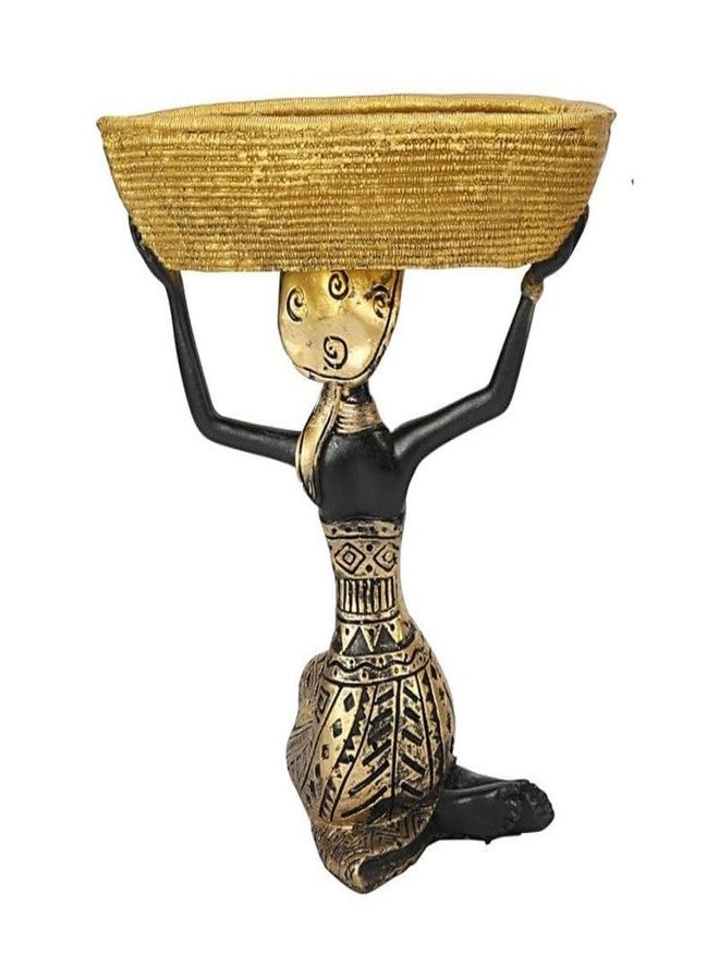 Ramashram Resin African Lady Statue with Tray 8.5 Inch - Elegant Jewelry Organizer & Home Decor Accent - Image 4