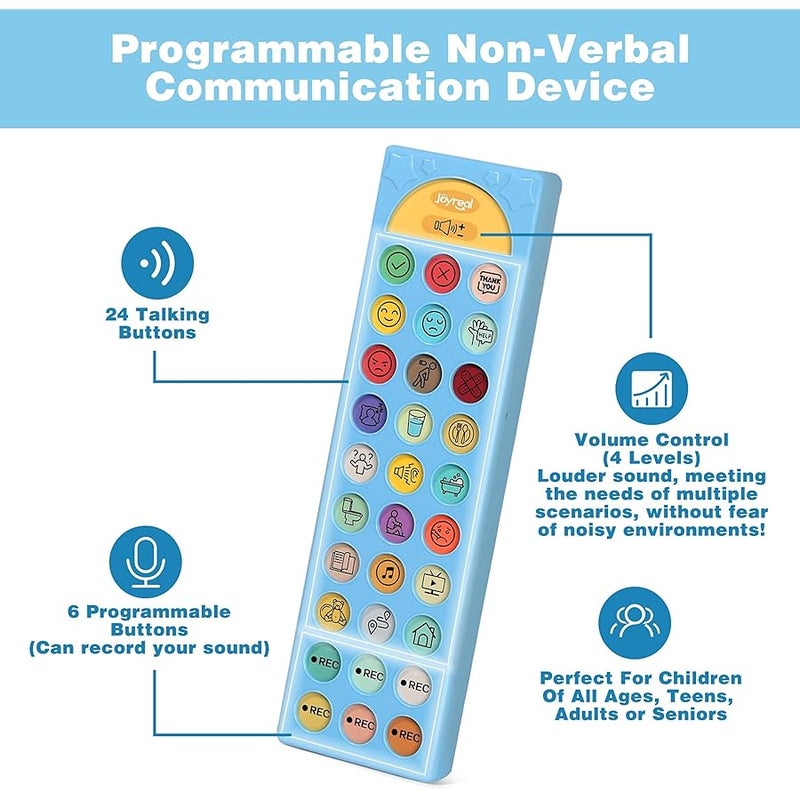 Joyreal AAC Device for Autism, Non Verbal Communication Tools for Speech Therapy & Stroke Rehab. Autism Talking Aids with 6 Programmable Buttons & Adjustable Volume, Autism Toys for Kids and Adults - Image 2