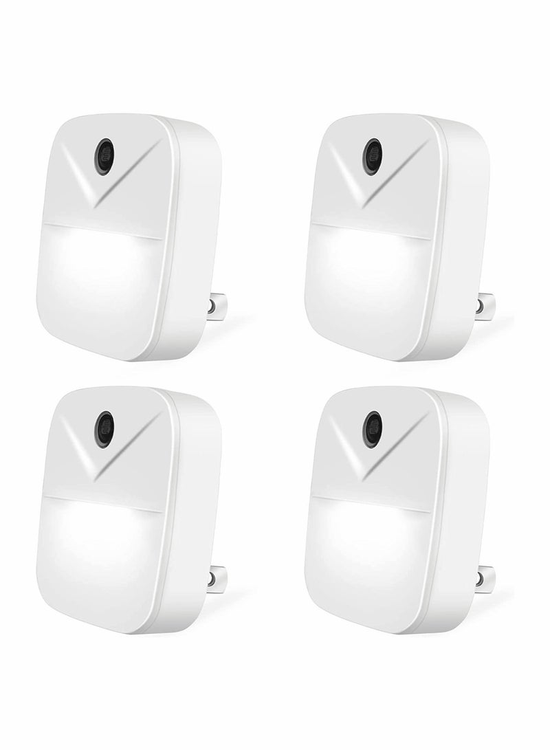 SYOSI 4 Pack Night Light Plug In Smart Light Automated On And Off Wall Light for Hallways Bedrooms Bathrooms Kitchens Stairs White Light Intelligent Induction Bedside Lamp Energy Saving Light Control - Image 1