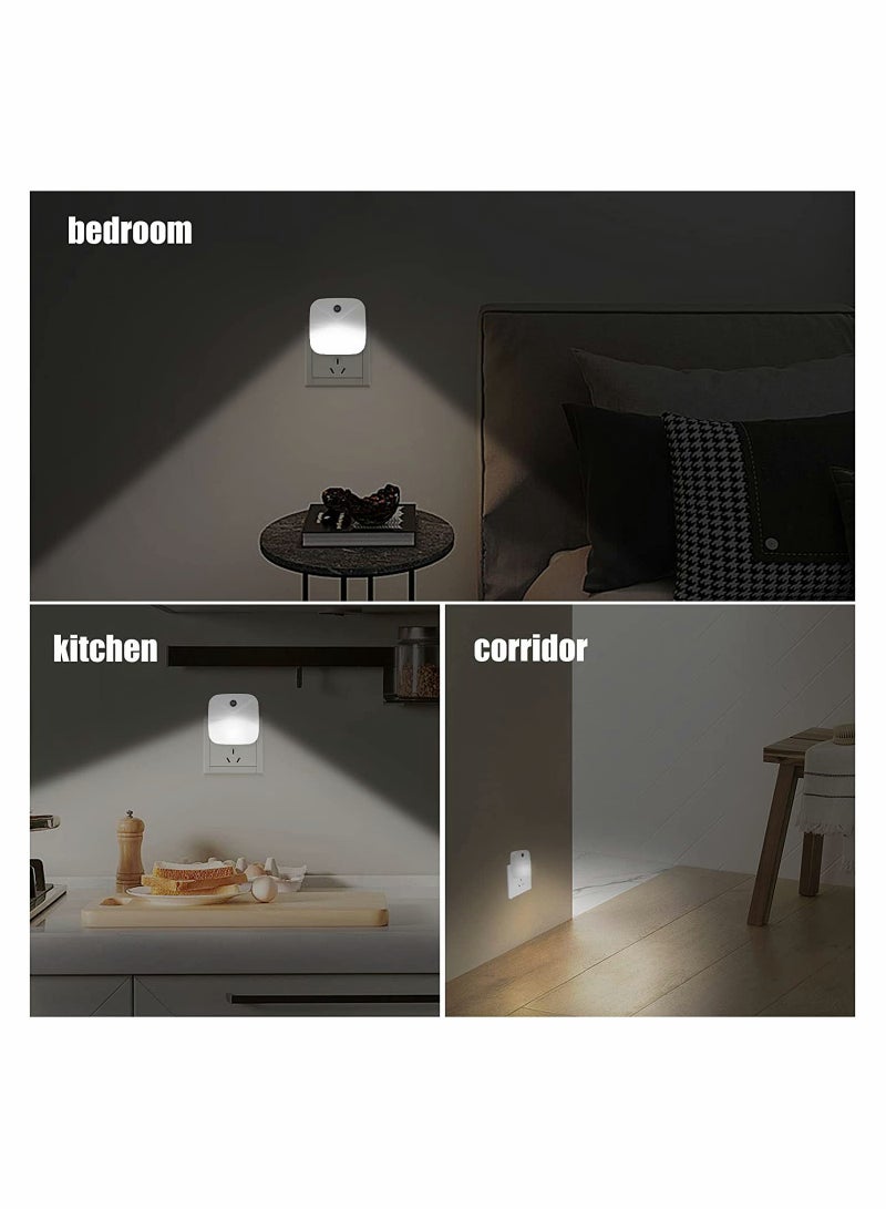 SYOSI 4 Pack Night Light Plug In Smart Light Automated On And Off Wall Light for Hallways Bedrooms Bathrooms Kitchens Stairs White Light Intelligent Induction Bedside Lamp Energy Saving Light Control - Image 3