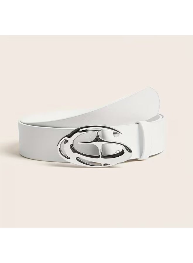 Goolsky 1pc YK2 Bohemian Punk Star Buckle Belt - Adjustable Faux Leather Casual Accessory with Lychee Pattern, Embossed Design & Metallic Finish for Weddings, Parties, Beach, Daily Wear, Festive Occasions, Party Accessory, Y2K Fashion, Durable Metal Buckle - Image 1