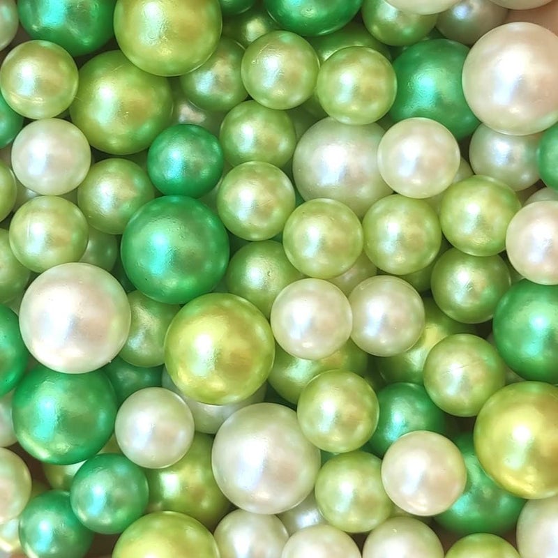 Cymtoo 140 Pieces Pearl for Vase Filler Pearls Bead for Vase Makeup Beads for Brushes Holder Assorted Round Faux Pearl Beads for Home Wedding Decor 10/14mm (Green) - Image 1