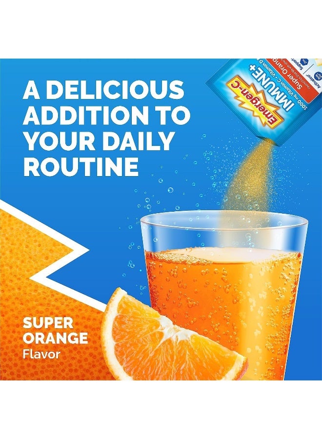 Emergen-C Immune+ 1000Mg Vitamin C Powder, With Vitamin D, Zinc, Antioxidants And Electrolytes For Immunity, Immune Support Dietary Supplement, Super Orange Flavor - 30 Count/1 Month Supply - Image 5