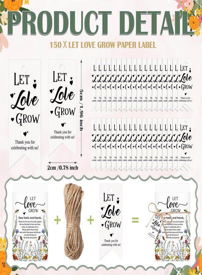 Noveread 150 Set Let Love Grow Wedding Party Favors with Let Love Grow Packet Wedding Envelopes Thank You Tags Bridal Shower Gifts for Guests - Image 3